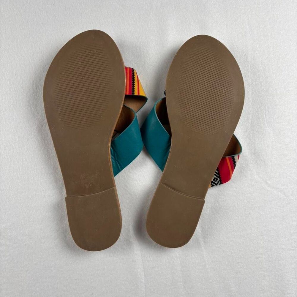 Rowdy Crowd Shiner Serape Sandals Women’s US 9 Boho Western Aztec Summer Slides - Picture 4 of 4